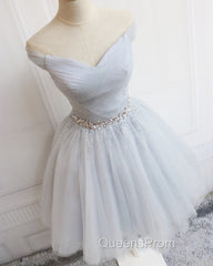 Tulle Homecoming Dress Off The Shoulder Beaded Sashes