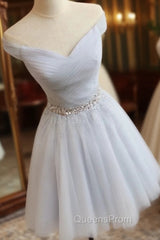Tulle Homecoming Dress Off The Shoulder Beaded Sashes