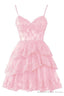 Tulle Homecoming Dresses Short Applique Corset Tiered Formal Party Gowns