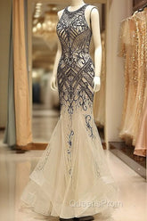 Tulle Jewel Beadings Mermaid Evening Dress