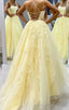 Tulle prom dresses yellow ball gown