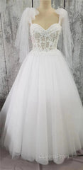 Tulle Sweetheart Lace-Up A-Line Long Wedding Dress