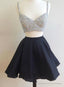 Two-piece A-line Appliqued Spaghetti Strap Bare Homecoming Dress