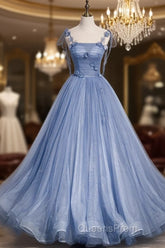 Unique And Elegant Sky Blue Decal Thin Shoulder Strap Off The Shoulder Ball Dress Sky Blue A-Shaped/Princess Bow Sleeveless Backless Lace Up And Floor Length Style