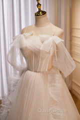 Unique And Noble Ivory Sleeveless Off Shoulder Ball Dress Ivory Sheer Thin Shoulder Strap With Backless Strap Evening Prom Dress