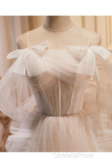 Unique And Noble Ivory Sleeveless Off Shoulder Ball Dress Ivory Sheer Thin Shoulder Strap With Backless Strap Evening Prom Dress