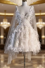 Unique Ball Gown Straps Sequin Short White Wedding Dress Brides Dress