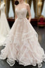 Unique Long A Line Sweetheart Neck Lace Multi-layer Wedding Dress