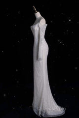 Unique Mermaid Off The Shoulder Long Sleeves Wedding Dress Sequin Brides Dress