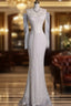 Unique Mermaid Off The Shoulder Long Sleeves Wedding Dress Sequin Brides Dress