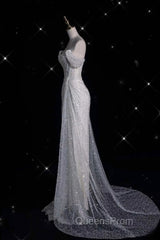 Unique Mermaid Off The Shoulder Sequin Short Sleeves White Wedding Dress Brides Dress