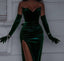 Unique Mermaid Sweetheart Dark Green Long Classy Prom Dress With Gloves