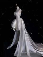 Unique Sheath Strapless Sequin Short White Wedding Dress Brides Dress