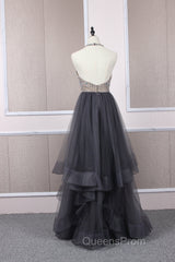 Unique tulle beads long Evening Prom Dress tulle long evening Dress