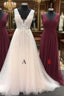 Unique Tulle Lace Long Evening Prom Dress, Bridesmaid Dress, Tulle Evening Dress