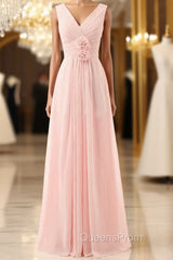 V-Neck Chiffon With Flower(S) Bridesmaid Dress