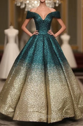 V-Neck Off The Shoulder Sequins Ball Gowns Quinceanera Dress