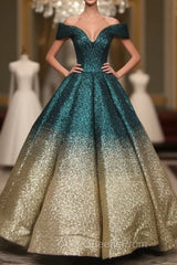 V-Neck Off The Shoulder Sequins Ball Gowns Quinceanera Dress