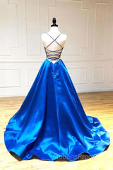 V-Neck Spaghetti Straps Criss-Cross Back Evening Prom Dress Evening Dress