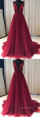 V Neckline Evening Prom Dress Long , Evening Dress, Formal Dress, Graduation School Party Dance Dress