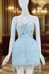 Vintage A-Line Blue Homecoming Dress 18Th Birthday Outfits