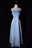 Vintage A Line Spaghetti Straps Blue Long Classy Prom Dress