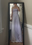 Vintage A Line Strapless Lilac Long Classy Prom Dress