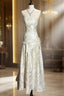 Vintage A Line Strapless White Lace Evening Prom Gown Fairy Evening Prom Dress