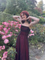 Vintage A Line Straps Burgundy Long Classy Prom Dress