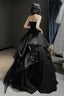 Vintage A Line Strapless Sleeveless Long Black Classy Prom Dress