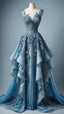 Vintage A Line Sweetheart Neck Chiffon Applique Long Classy Prom Dress, Classy Evening Dress