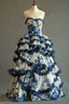Vintage A-Line Sweetheart Chiffon Lace Long Classy Prom Dress Elegant Layed Floral Wedding Dress