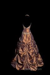 Vintage Ball Gown Halter Brown Sleeveless Long Evening Prom Gown Fairy Evening Prom Dress