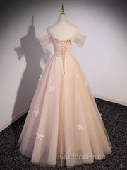 Vintage Ball Gown Off The Shoulder Tulle Long Evening Prom Dress Formal Dress
