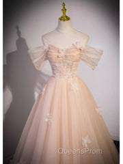 Vintage Ball Gown Off The Shoulder Tulle Long Evening Prom Dress Formal Dress