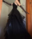 Vintage Ball Gown Strapless Sleeveless Long Tulle Black Classy Prom Dress