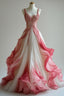 Gradient Pink A-Line V Neck Tulle Long Classy Prom Dress,Gradient Pink Classy Party Dress