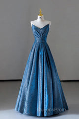 Vintage Ball Gown Sweetheart Blue Sequin Long Evening Prom Gown Fairy Evening Prom Dress