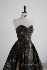 Vintage Ball Gown Sweetheart Sleeveless Long Evening Prom Gown Fairy Black Evening Prom Dress