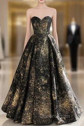 Vintage Ball Gown Sweetheart Sleeveless Long Evening Prom Gown Fairy Black Evening Prom Dress