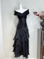Vintage Black Mermaid One Shoulder Ruffle Satin Classy Prom Dress
