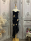 Vintage Black Mermaid Spaghetti Strap Gold Rose Beaded Embroidery Chiffon Long Classy Prom Dress