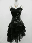 Vintage Black Straps Beaded Classy Evening Dress Ruffled Homecoming Dress