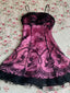 Vintage Black Tulle Lace Pink Satin A-Line Birthday Short Skirt Homecoming Dress