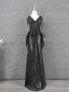 Vintage Black V-Neck Tassel Sequin Tulle Long Classy Prom Dress