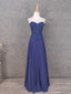 Vintage Blue Sweetheart Neck Embroidered Chiffon Long Classy Prom Dress