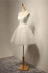 Vintage Cap Sleeves Short Tulle Lace Appliques Wedding Dress