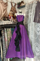 Vintage Fashion A Line Spaghetti Straps Grape Floor Length Evening Dress Evening Prom Dress
