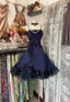 Vintage Fashion Ball Gown Navy Blue Short Length Homecoing Birthday Dress Cocktail Dress