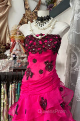 Vintage Fashion Mermaid Strapless Hot Pink Floor Length Evening Dress Evening Prom Dress